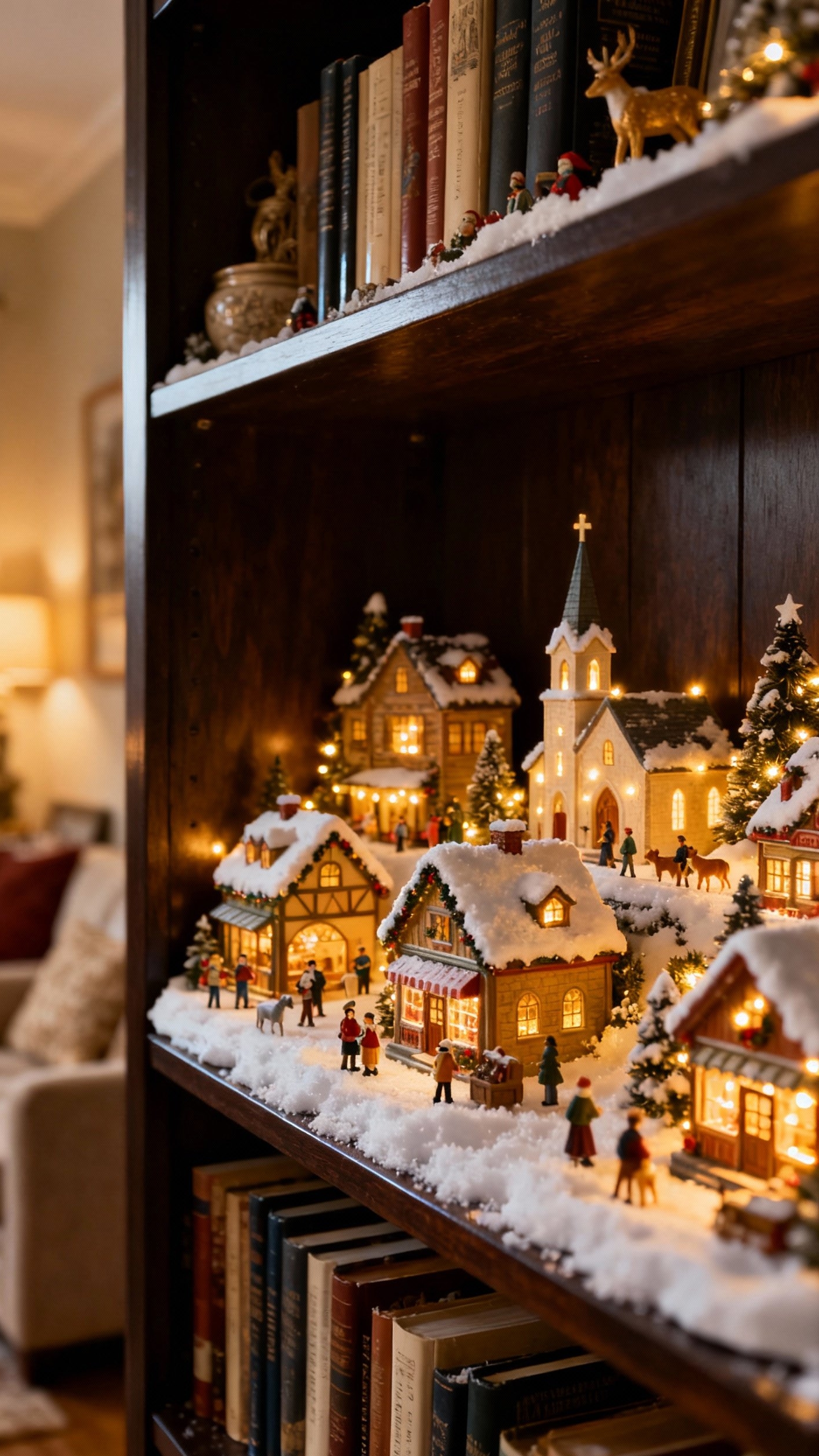 christmas decorations living room - Cozy Christmas Living Room Design - christmas decorations living room - This Christmas village display instantly transports you to...