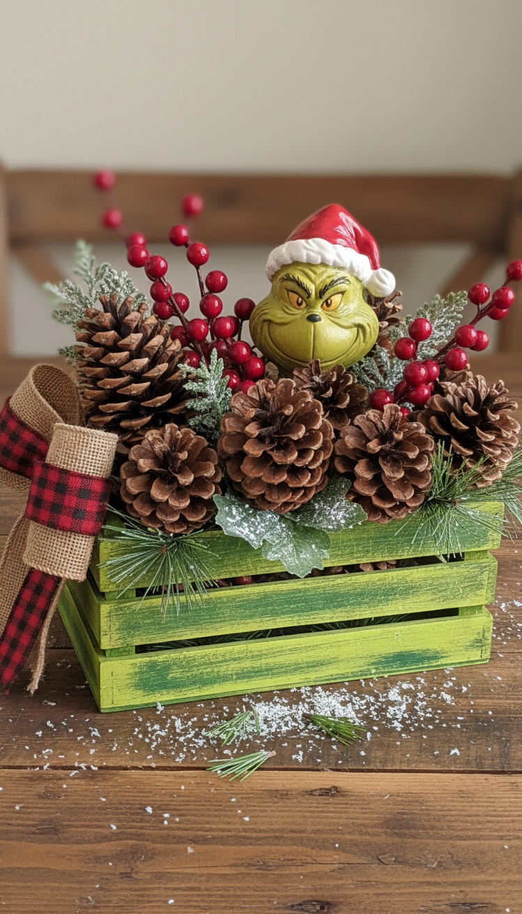 Grinch Centerpiece Ideas - Rustic Grinch Centerpiece Design Ideas - The Grinch centerpiece has a playful charm, starting...