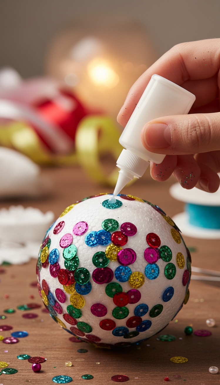 christmas ornament crafts - Sparkling Christmas Ornaments: Design Ideas - These sequin ornaments practically shout holiday cheer. The...