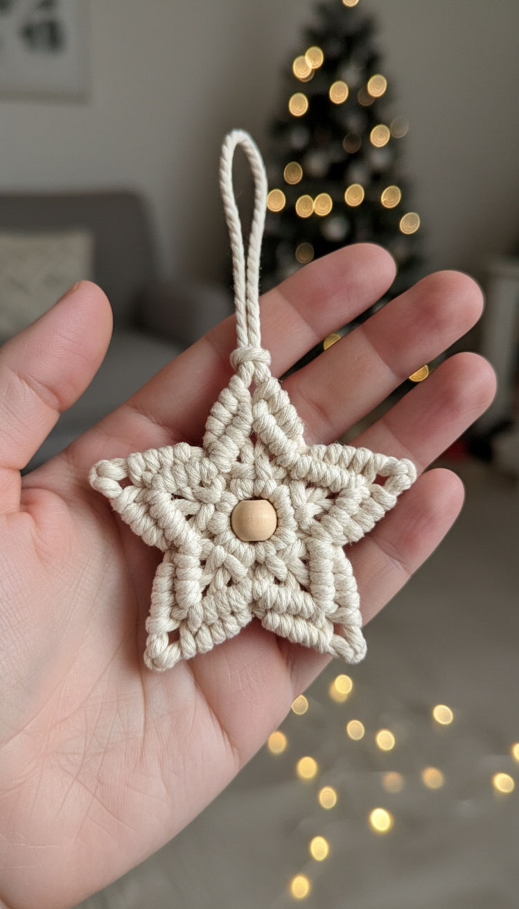 christmas ornament crafts - Starry Macrame Ornament Design Ideas - The star ornament, crafted from knotted macrame, feels...