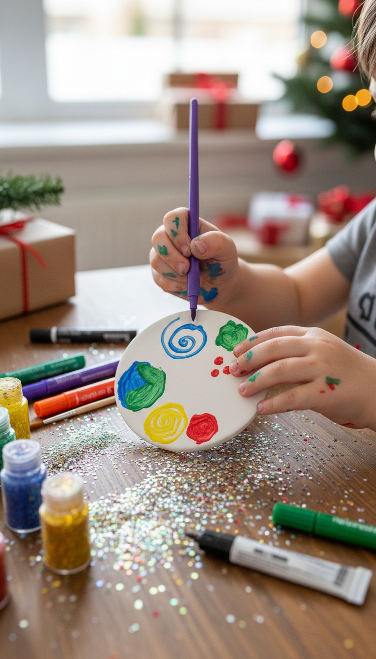 christmas ornament crafts - Design Your Own Christmas Ornaments - These small hands steal the show, don't they....
