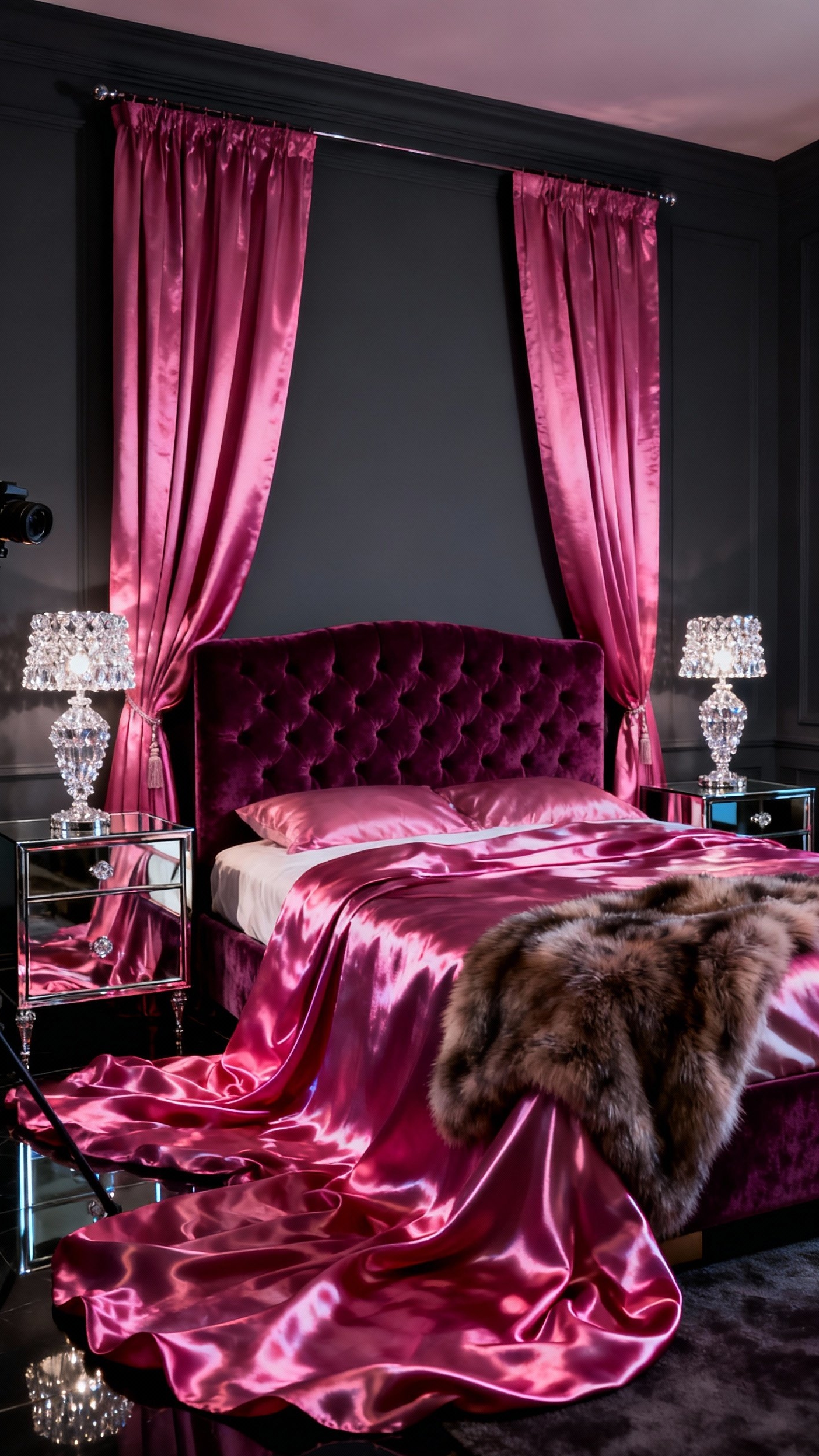pink curtains bedroom ideas - Pink Curtains: Bedroom Glamour & Design - pink curtains bedroom ideas - These fuchsia silk curtains steal the show, their...