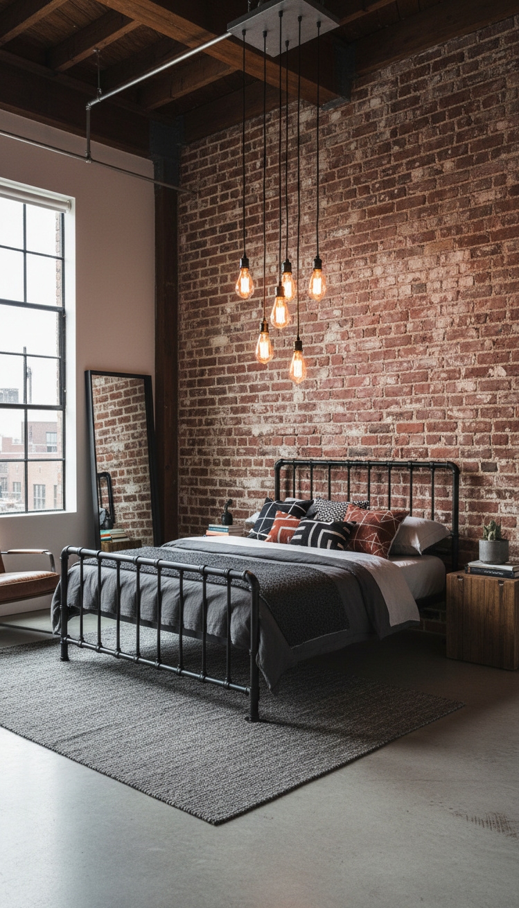 luxury bedroom master design - Luxury Bedrooms: Industrial Edge Done Right - The exposed brick wall sets a raw, tactile...