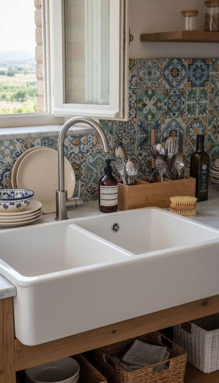 Modern Italian Kitchen Ideas - Modern Italian Kitchen: Sink Style - The Italian kitchen sink area shines with a...