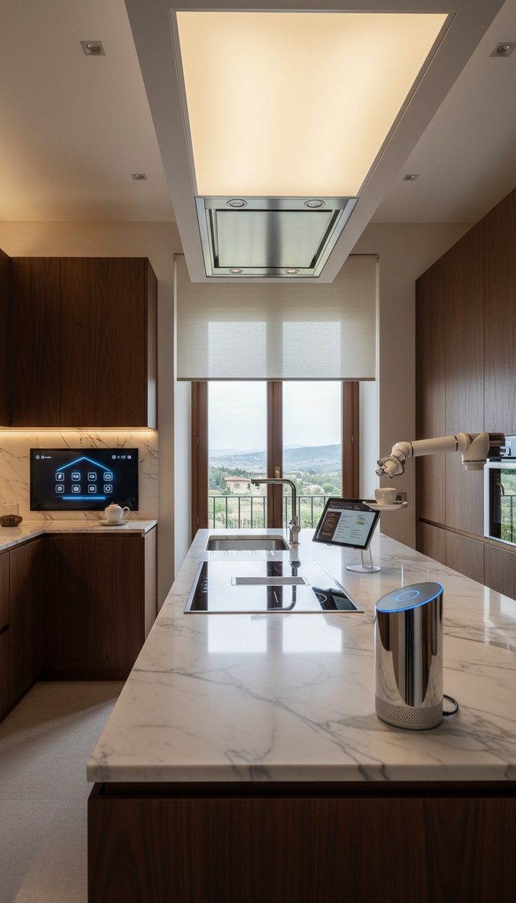 Modern Italian Kitchen Ideas - Sleek Italian Kitchens, Smart Design - The cool, smooth marble island anchors this Italian...