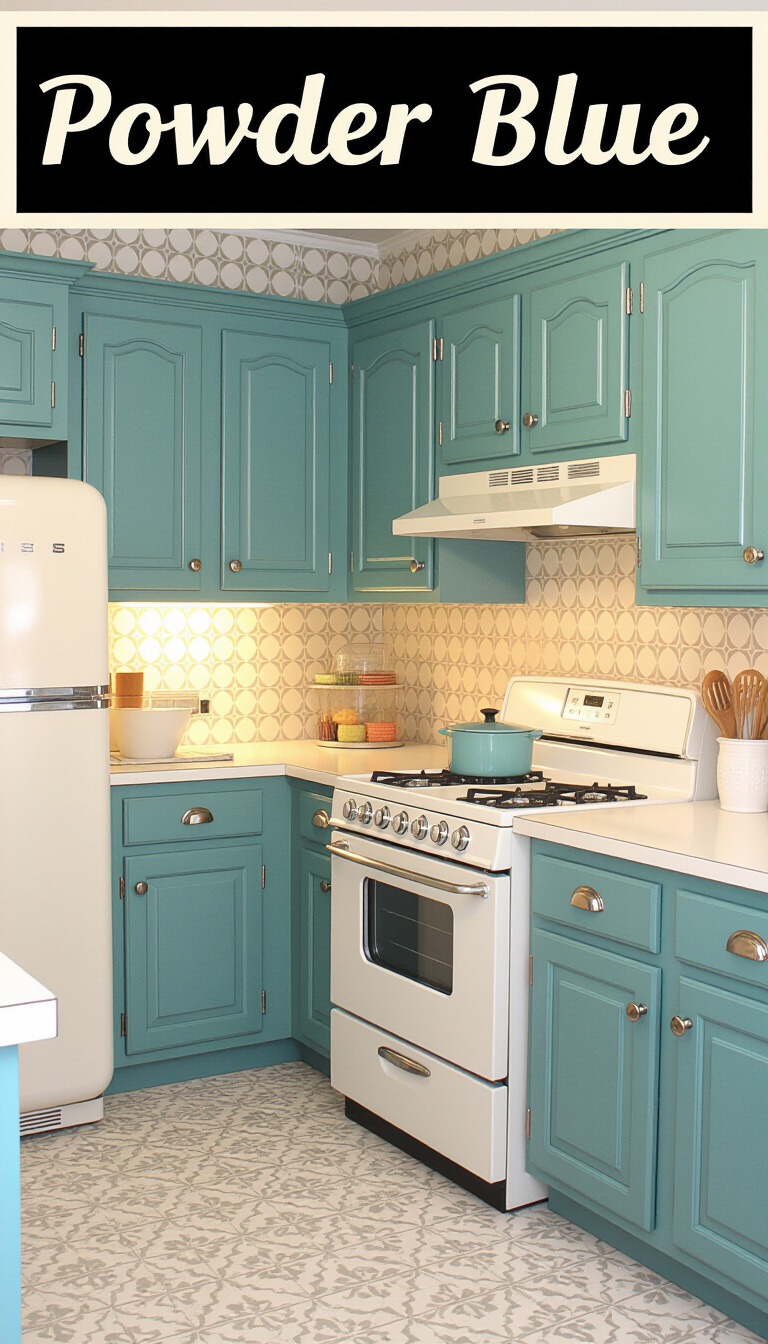 kitchen cabinet colors - Powder Blue Cabinets: Vintage Kitchen Charm - These 