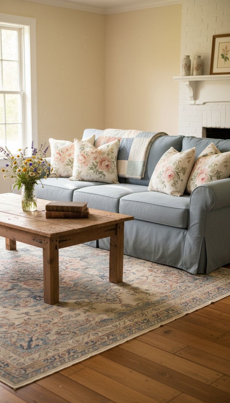 Light Blue Couch Living Room Ideas - Light Blue Couch Living Room Inspiration - The light blue slipcovered sofa immediately draws you...