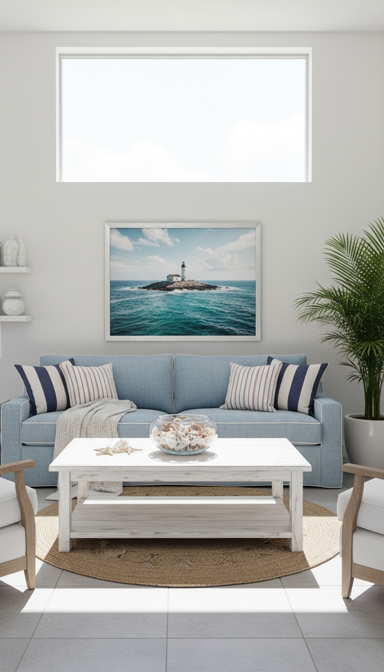 Light Blue Couch Living Room Ideas - Light Blue Couch: Coastal Living Room Ideas - Light Blue Couch Living Room Ideas - The light blue linen sofa immediately invites you...