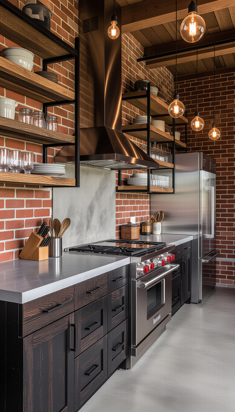 kitchen cabinet colors - Charcoal Cabinets: Industrial Kitchen Style - The charcoal grey cabinets ground this kitchen with...