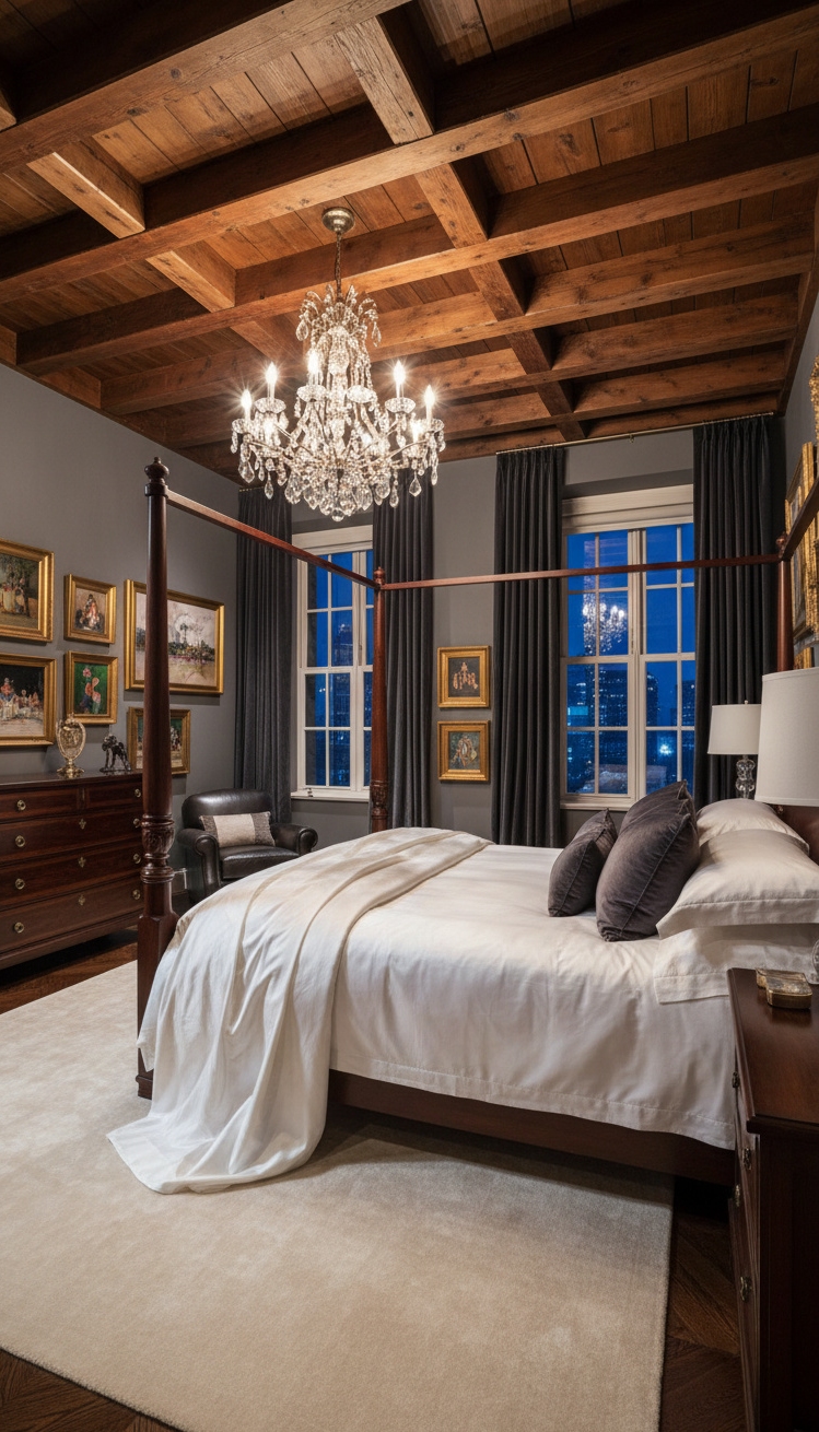 exposed beams bedroom - Exposed Beams: Bedroom Design Ideas - exposed beams bedroom - These dark wood beams command attention. They stretch...