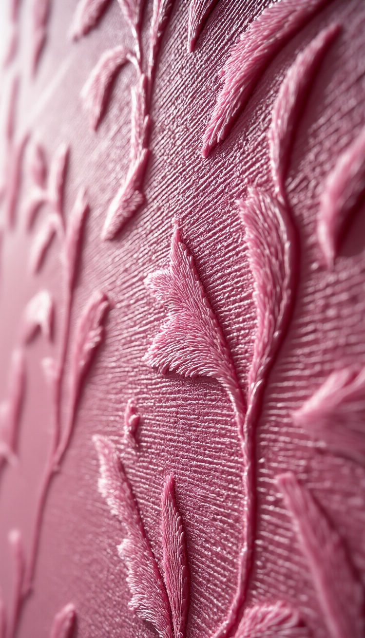 Deep Pink Wallpaper - Deep Pink Wallpaper: Luxurious Texture Revealed - Deep pink flocked wallpaper takes center stage, inviting...