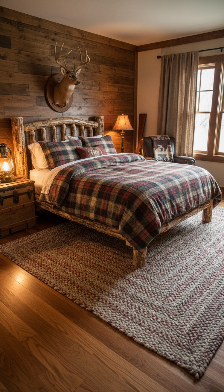 Male Bedroom Ideas - Rustic Masculine Bedroom Design - The plaid flannel duvet immediately draws you in...