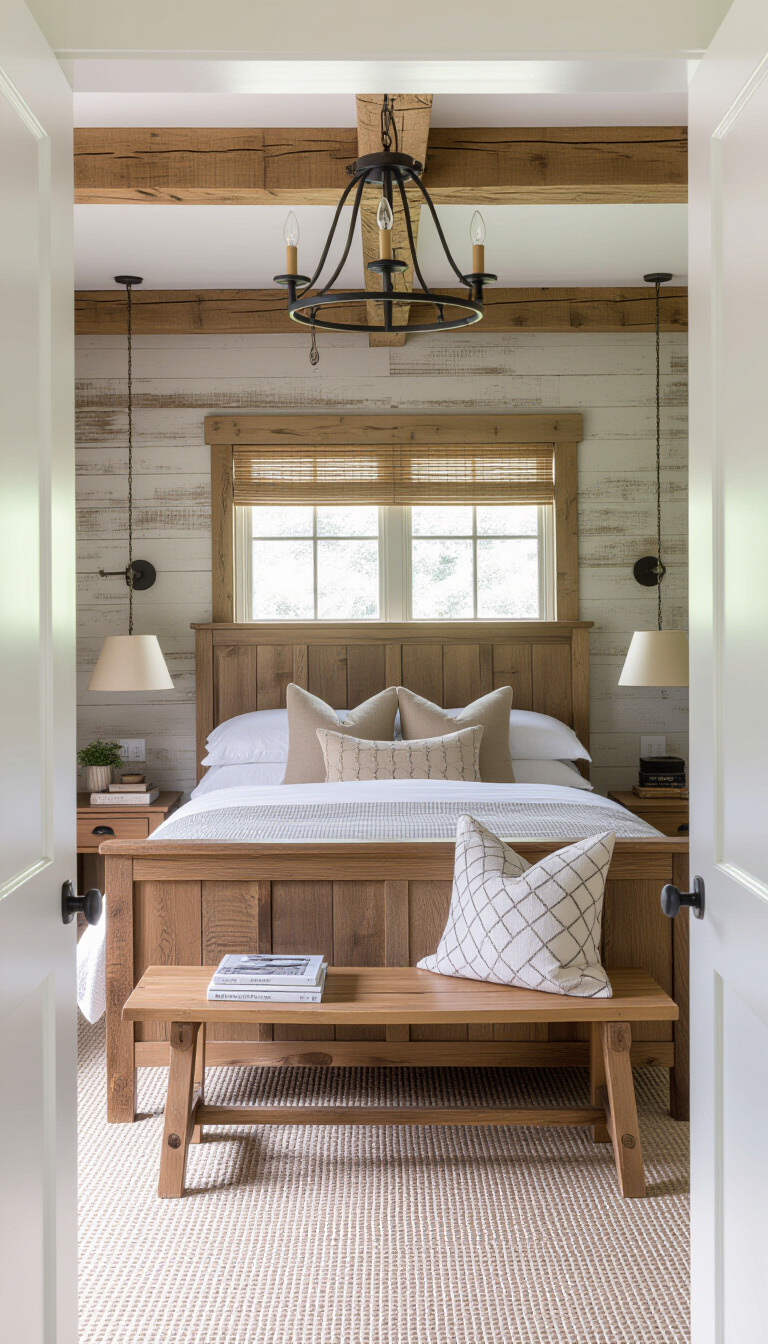 luxurious bedroom ideas - Reclaimed Wood: Rustic Bedroom Retreat - Imagine sinking into this rustic farmhouse bedroom, where...