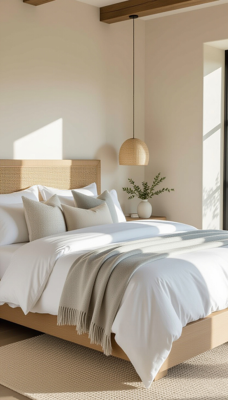 luxurious bedroom ideas - Textured Tranquility: Luxurious Bedroom Design - Imagine sinking into this serene bedroom, bathed in...