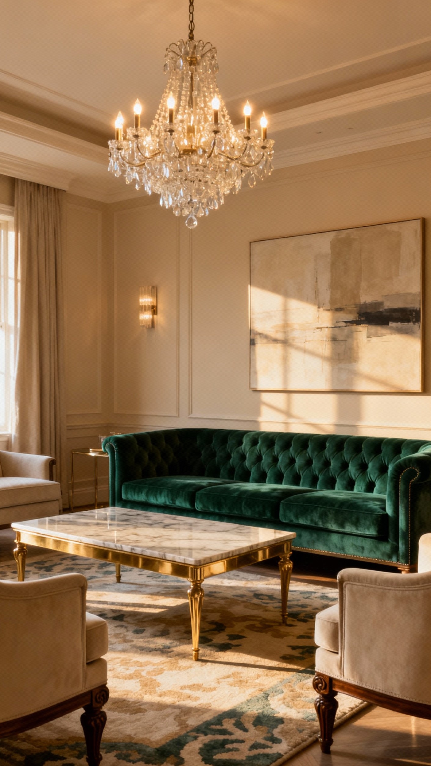 Glamorous transitional living room - Glamorous Transitional Living Room Design - Glamorous transitional living room - These velvet armchairs immediately grab your attention, don't...