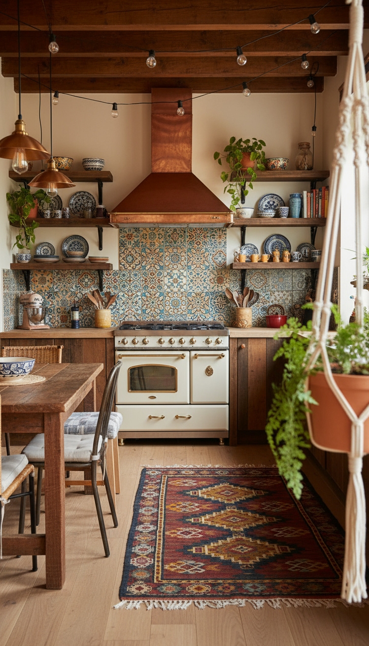 open kitchen ideas - Bohemian Open Kitchen: Colorful Moroccan Flair - The Moroccan tile backsplash immediately grabs your attention...