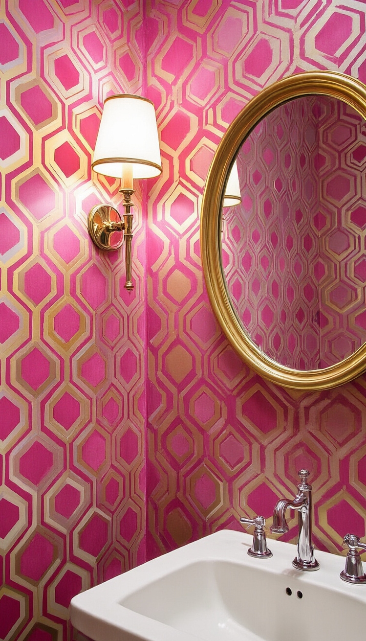 Deep Pink Wallpaper - Deep Pink Wallpaper: Geometric Elegance - This deep pink wallpaper immediately grabs your attention...