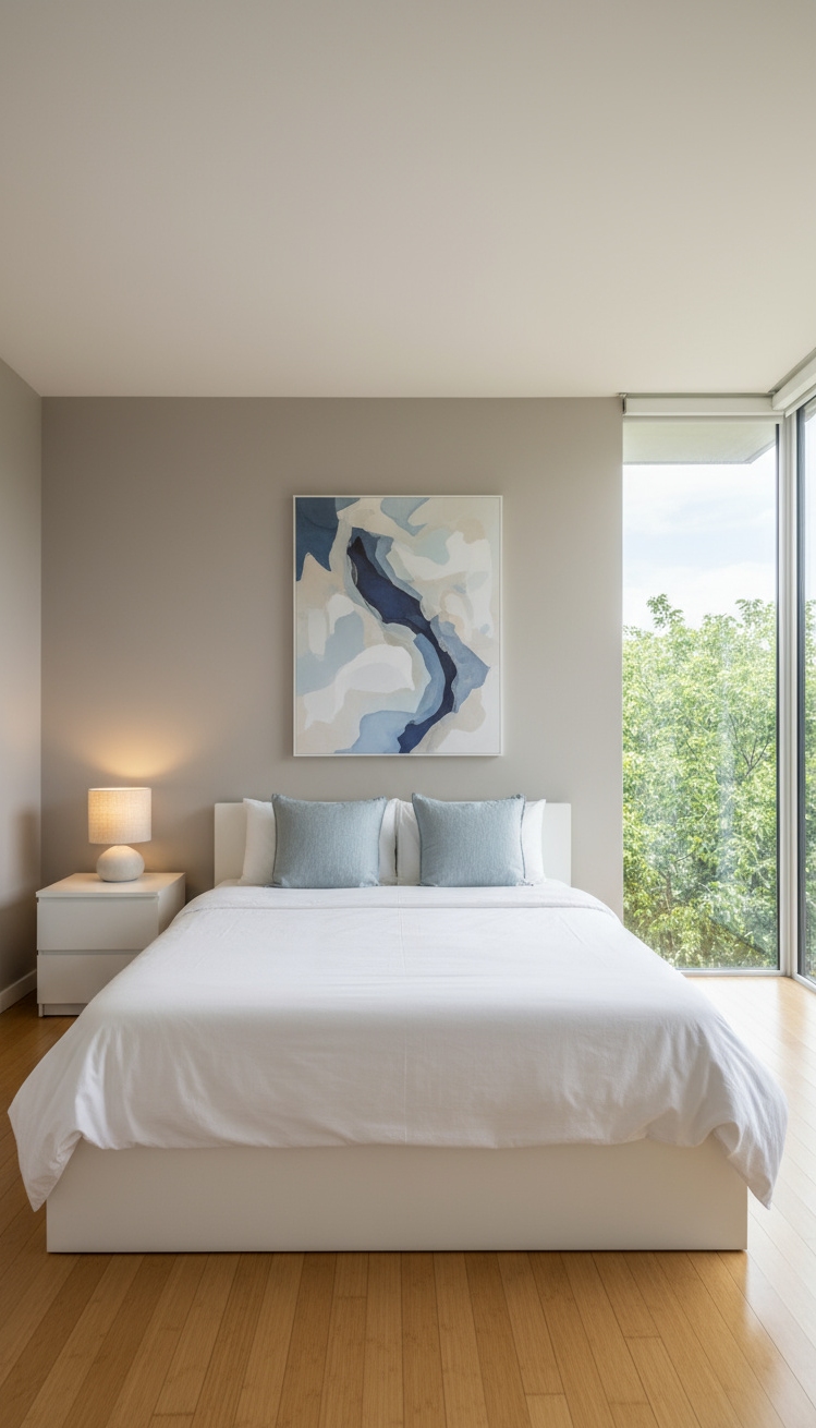 Male Bedroom Ideas - Serene Male Bedroom: Light and Lines - The crisp white duvet immediately invites you into...