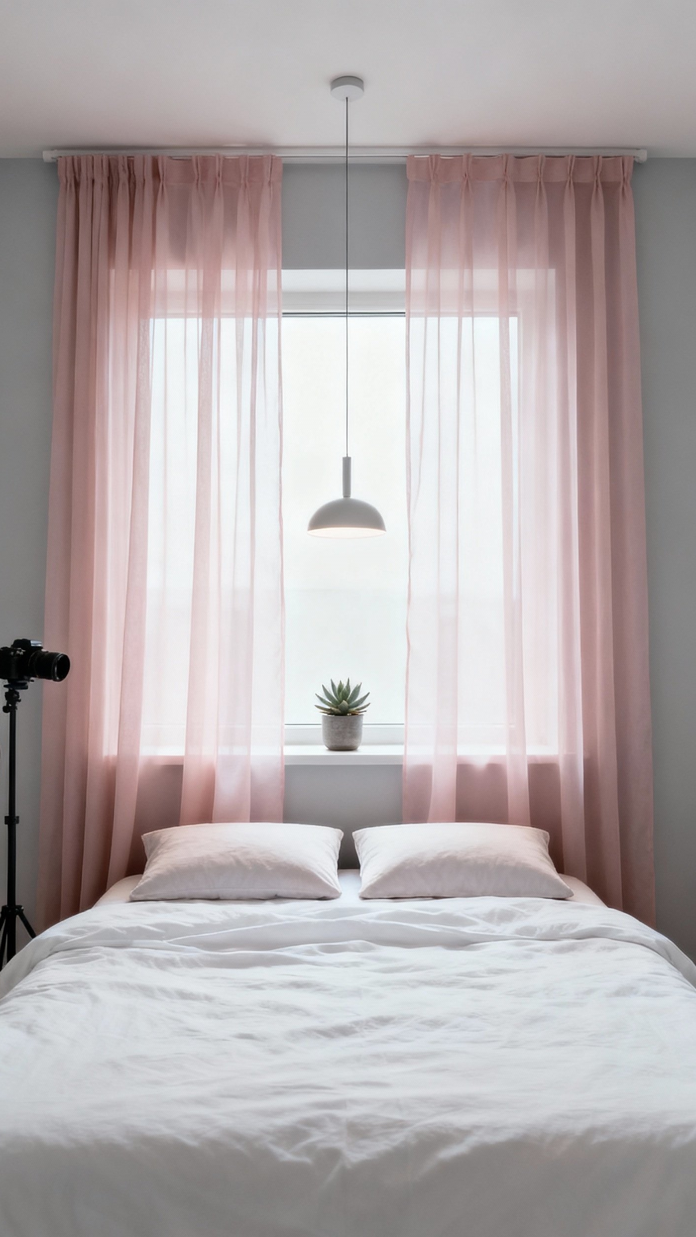 pink curtains bedroom ideas - Blush Pink Curtains: Bedroom Design Ideas - pink curtains bedroom ideas - Blush pink sheer curtains cascade from ceiling to...