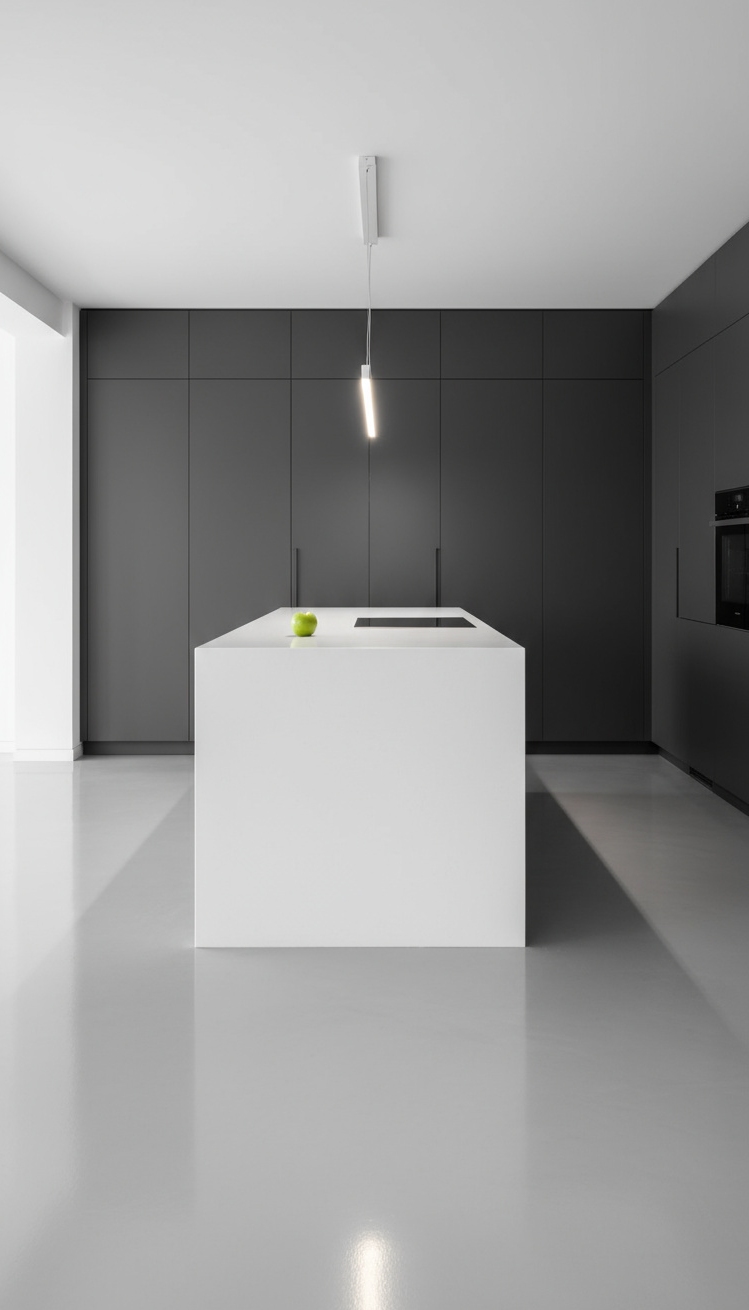 Light Grey Floors Kitchen - Light Grey Floors: Kitchen Minimalism - The light grey epoxy resin floors immediately catch...