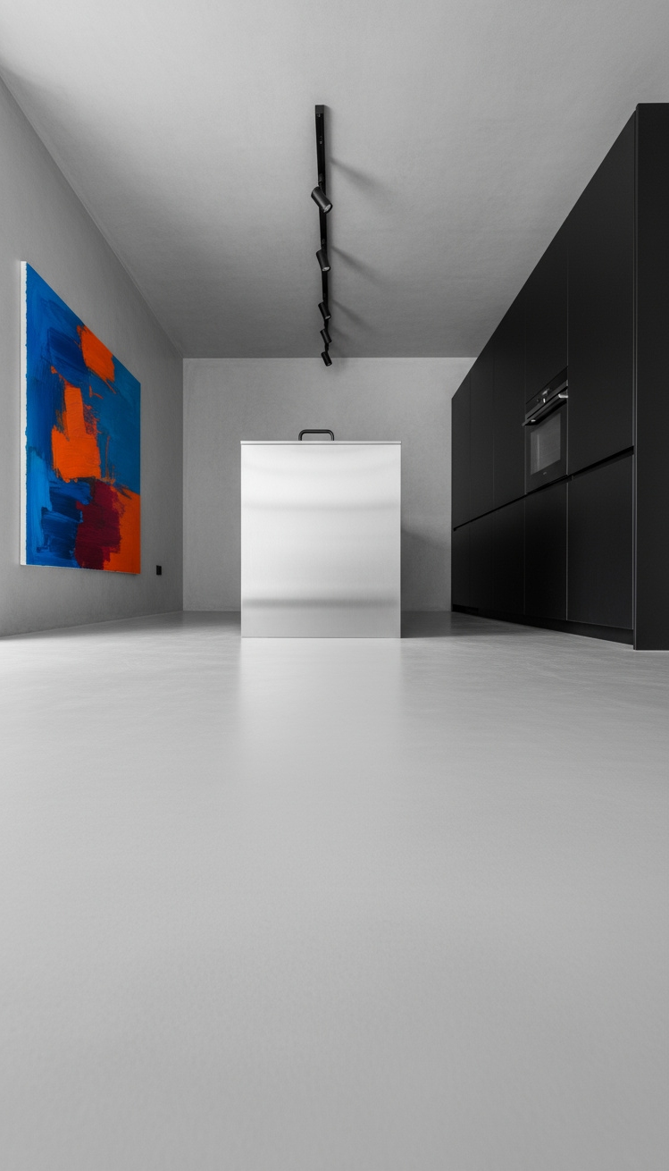 Light Grey Floors Kitchen - Light Grey Floors: Kitchen Minimalism - Light Grey Floors Kitchen - These light grey microcement floors flow effortlessly into...