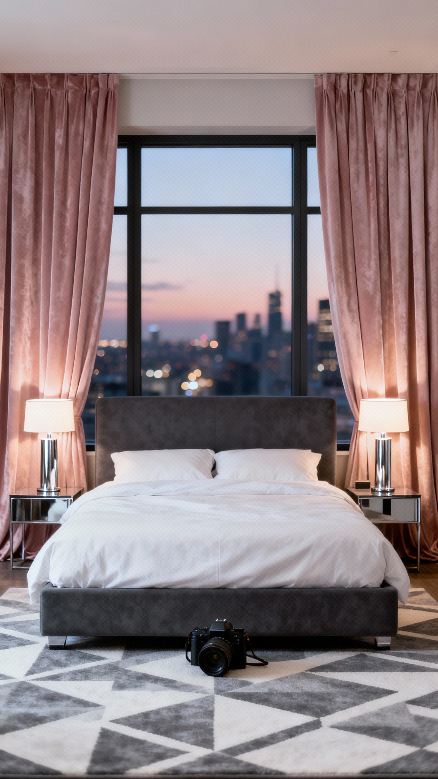 pink curtains bedroom ideas - Pink Curtains: Bedroom Design Inspiration - pink curtains bedroom ideas - Pale rose velvet curtains steal the show in...