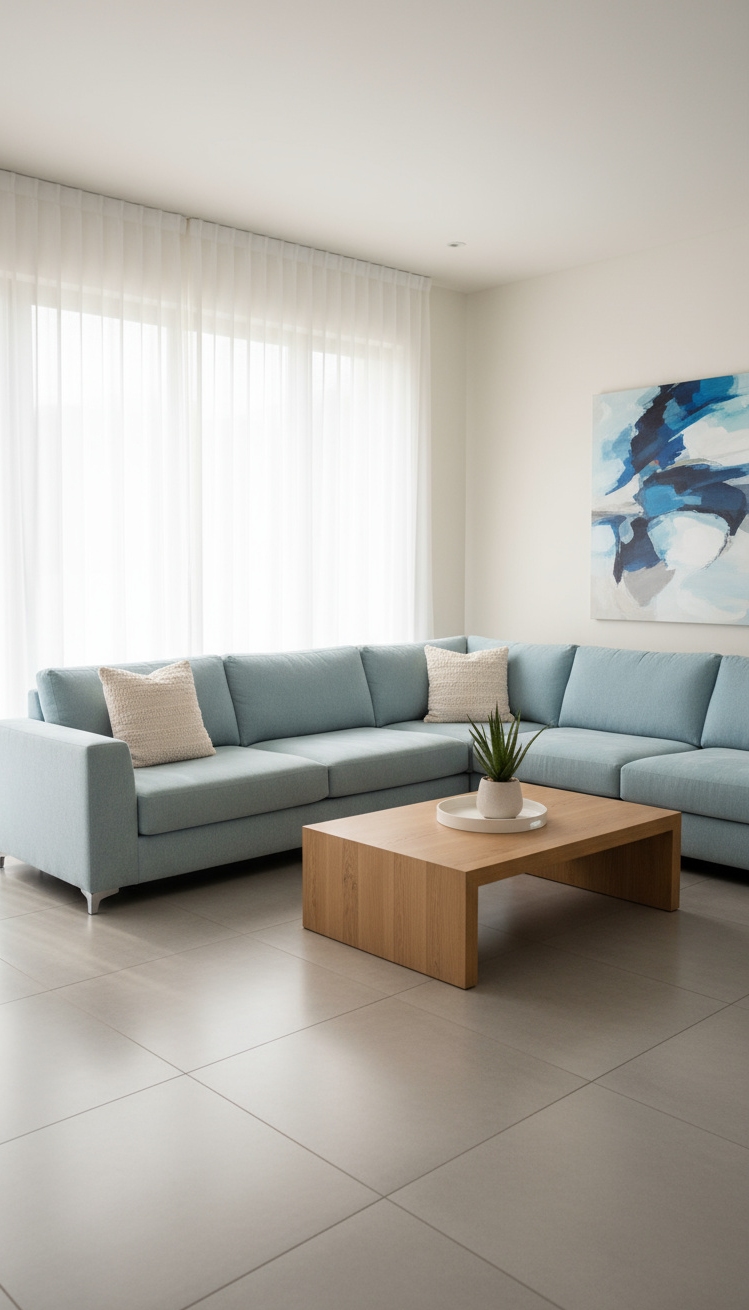 Light Blue Couch Living Room Ideas - Light Blue Couch Living Room Inspiration - Light Blue Couch Living Room Ideas - This sky-blue sectional sofa immediately draws you into...