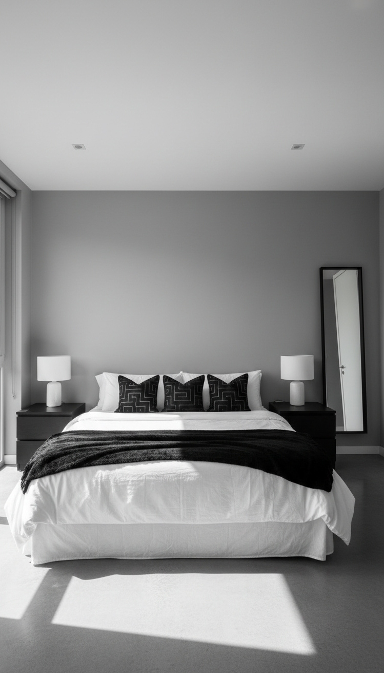 black and white bedroom ideas - Crisp Black and White Bedroom Designs - black and white bedroom ideas - These white linens practically glow. The king-size bed...