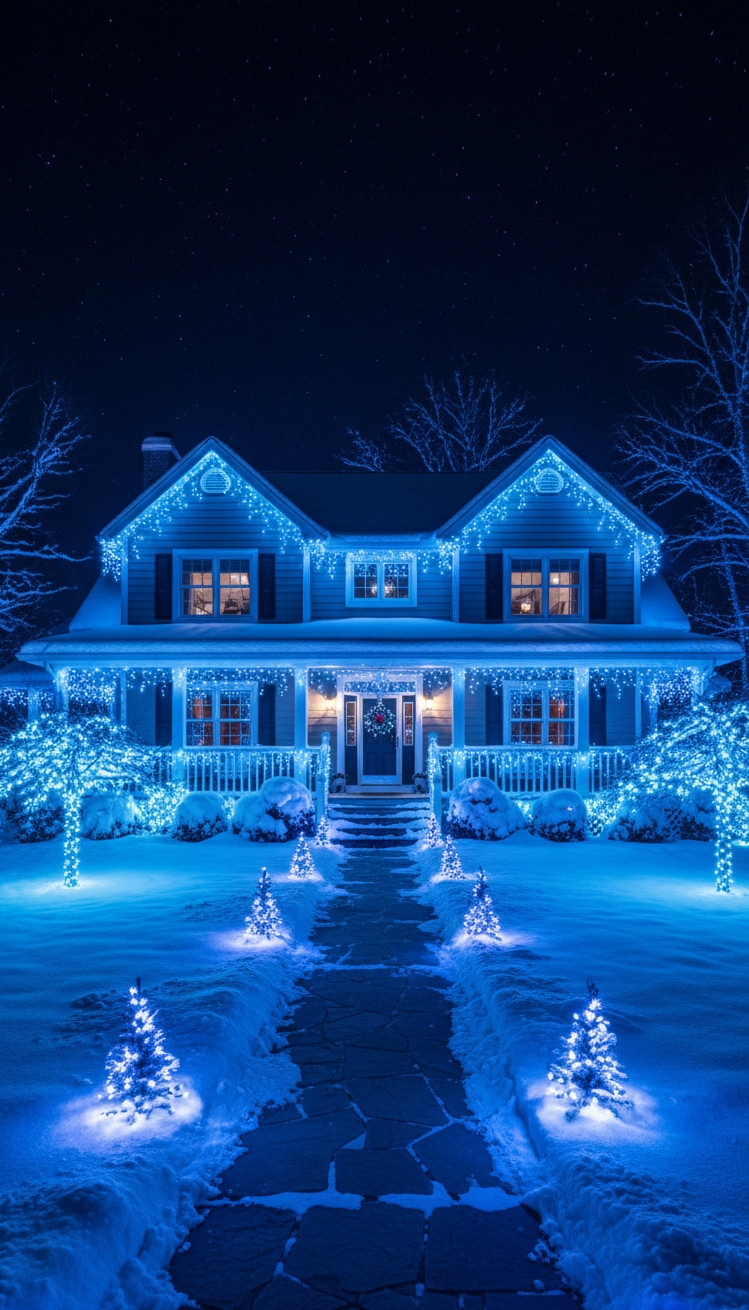 blue christmas decorations ideas - Blue Christmas Lights Design Ideas - These icy blue Christmas lights cast a cool...