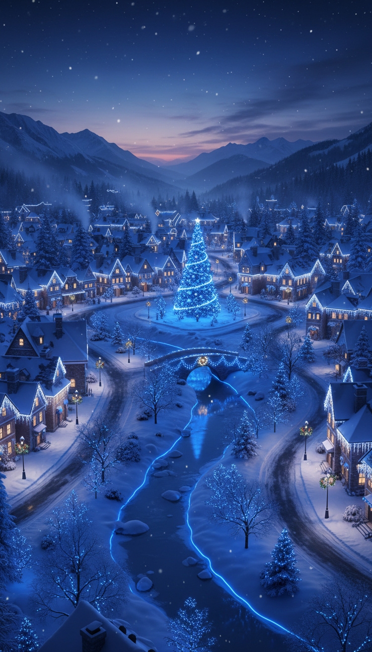 blue christmas decorations ideas - Blue Christmas: A Winter Design - The blue Christmas lights draped across this snow-touched...