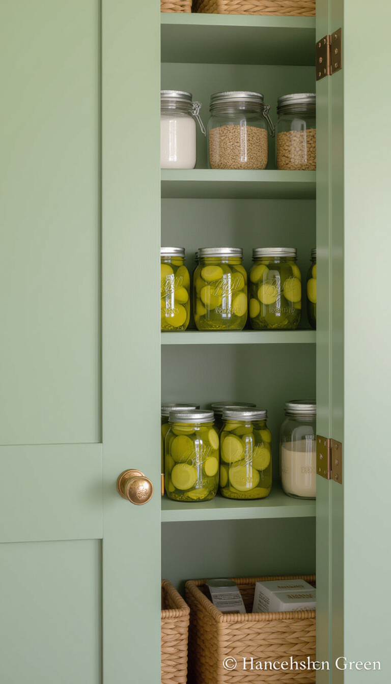 kitchen cabinet colors - Sagebrush Green: A Pantry Door Story - This pantry door, cloaked in a muted sagebrush...