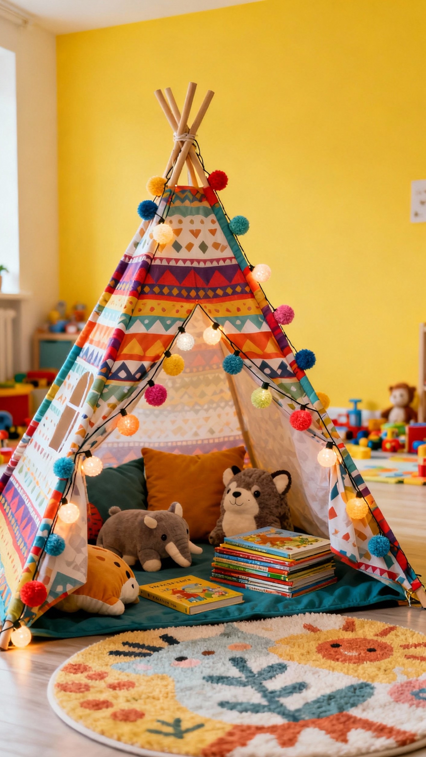 reading nook ideas - Cozy Kids' Corner: Teepee Reading Nook - This patterned teepee instantly draws you into a...