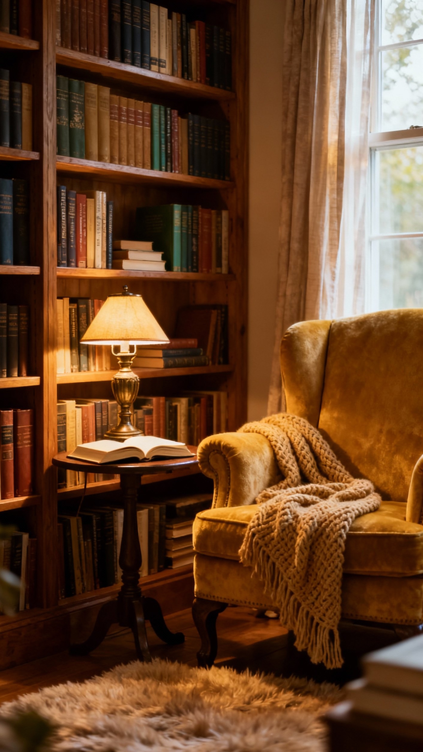 reading nook ideas - Library Nook: A Design Inspiration - The built-in bookshelves immediately draw your eye, overflowing...