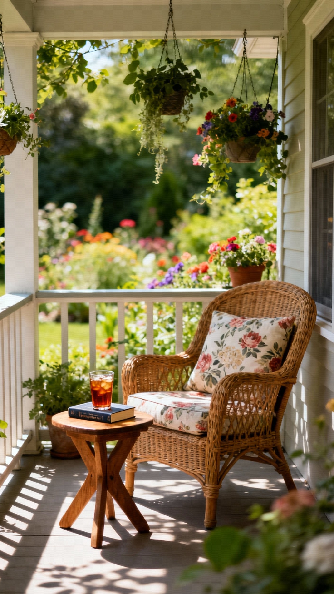 reading nook ideas - Garden Views: A Porch Reading Nook - This covered porch reading nook beckons with its...