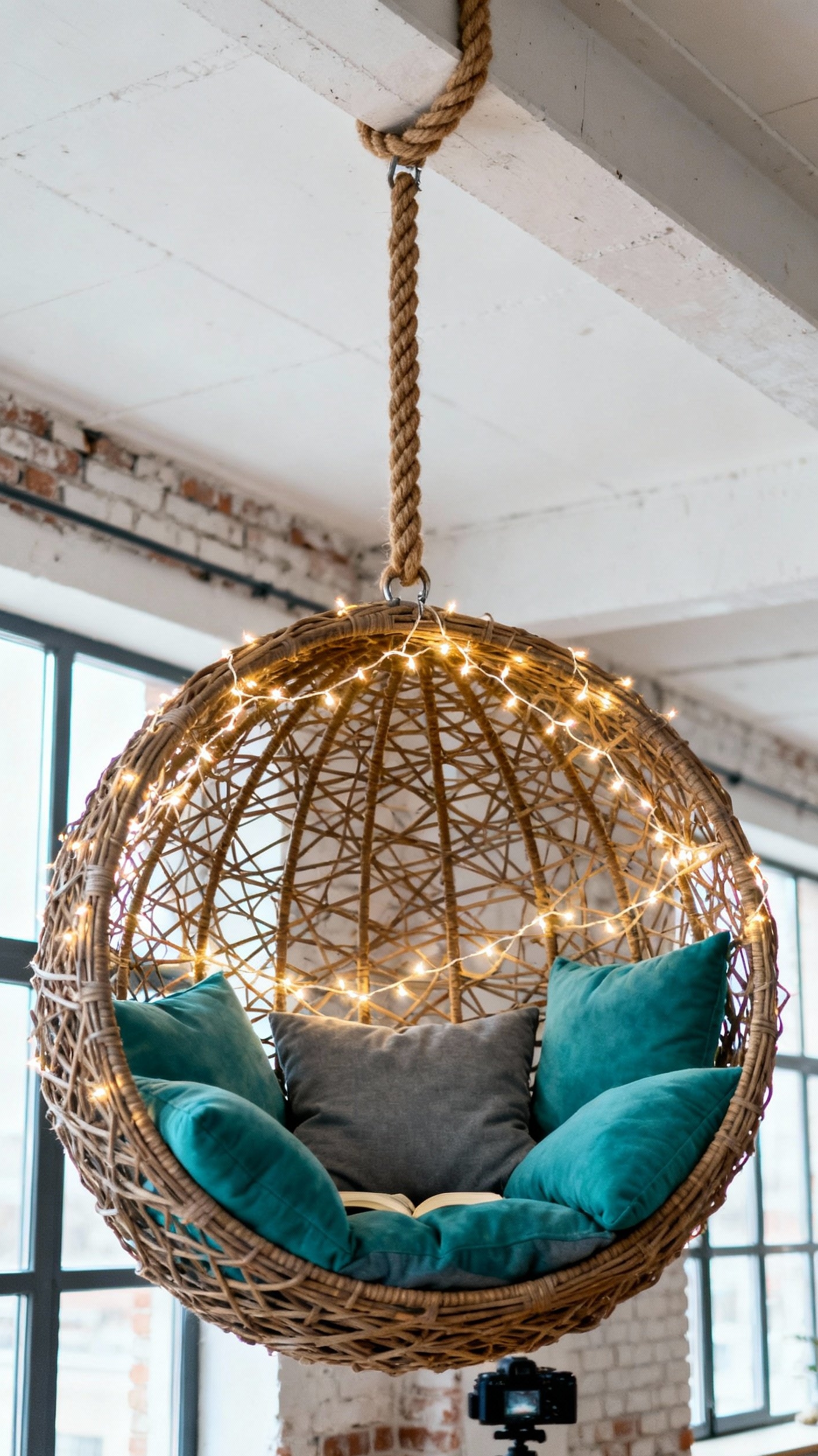 reading nook ideas - Hanging Reading Nook: Loft Apartment Design - This suspended reading nook instantly transports you to...