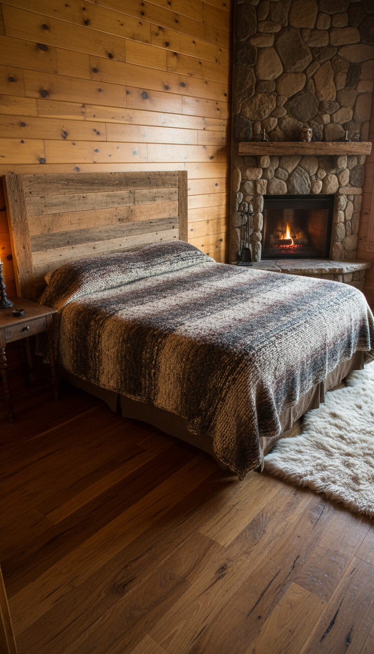 Male Bedroom Ideas - Rustic Retreat: Male Bedroom Design - That hand-knitted wool blanket is the star here,...