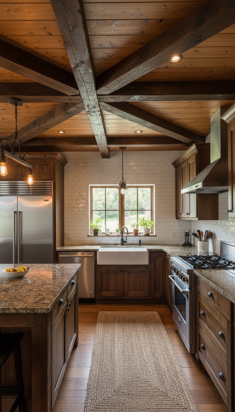 exposed beams kitchen - Exposed Beams: Rustic Kitchen Charm - exposed beams kitchen - These dark wood beams steal the show. They...
