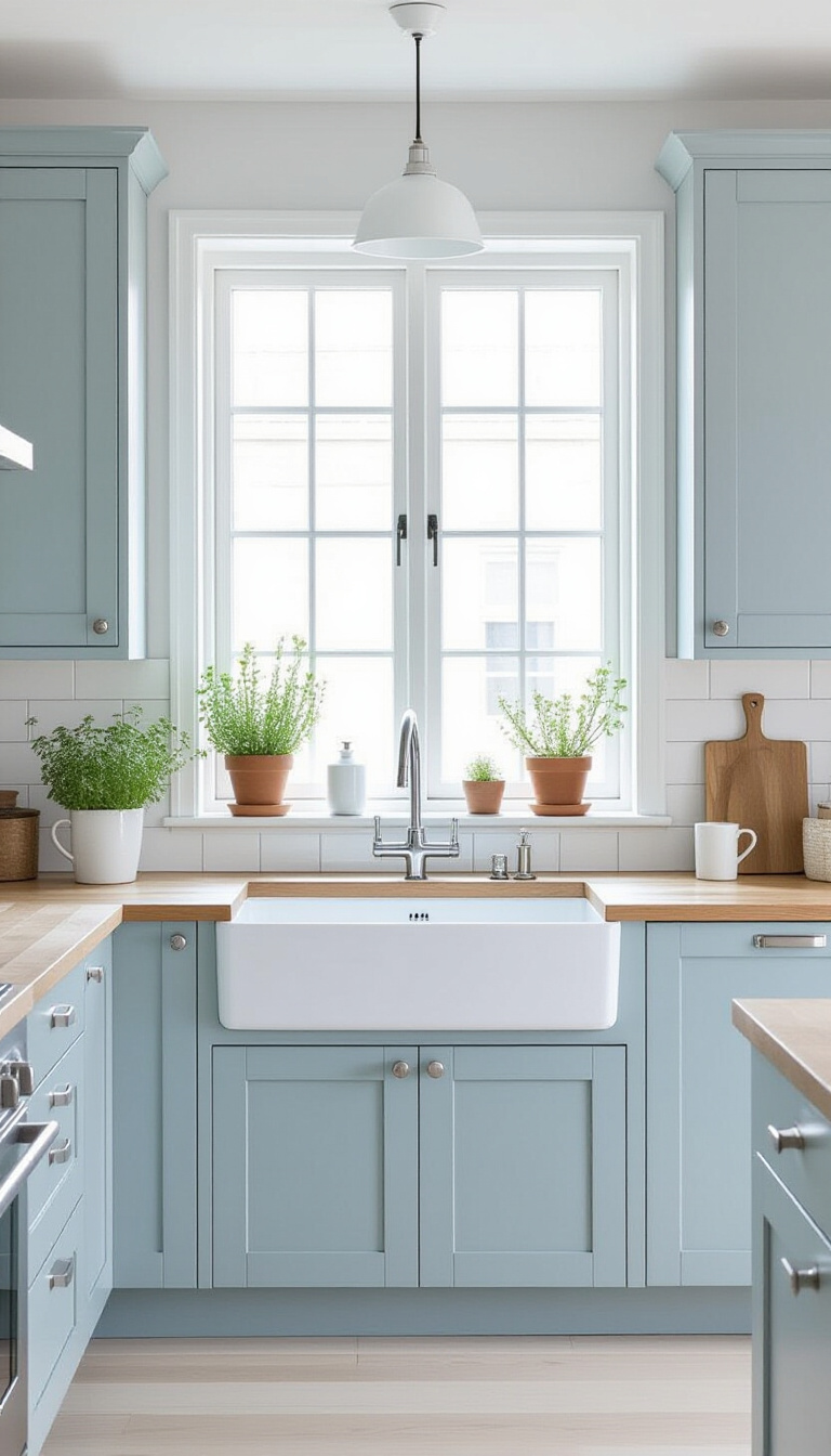kitchen cabinet colors - Arctic Mist: Serene Kitchen Cabinet Colors - These 