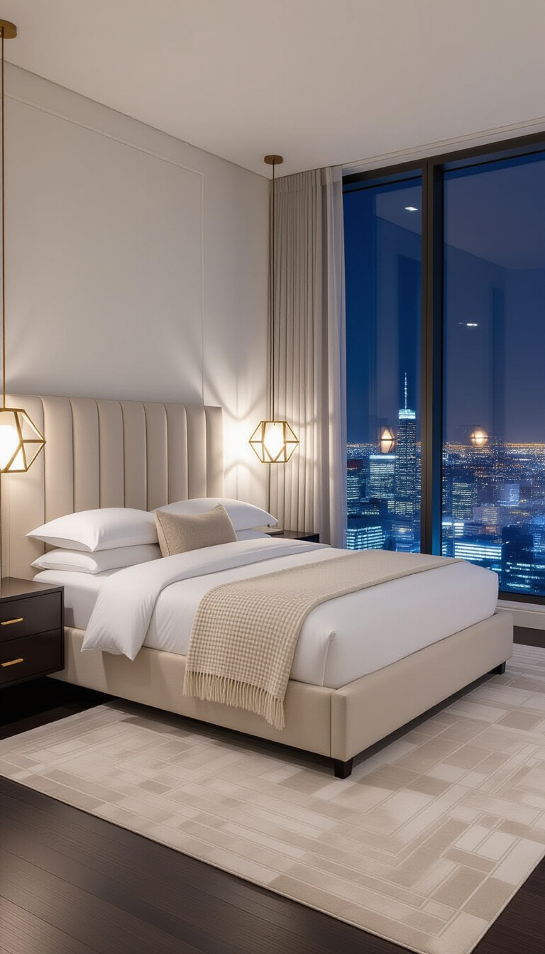 luxurious bedroom ideas - City Views & Bedroom Bliss - Step into serenity with this breathtaking bedroom, where...