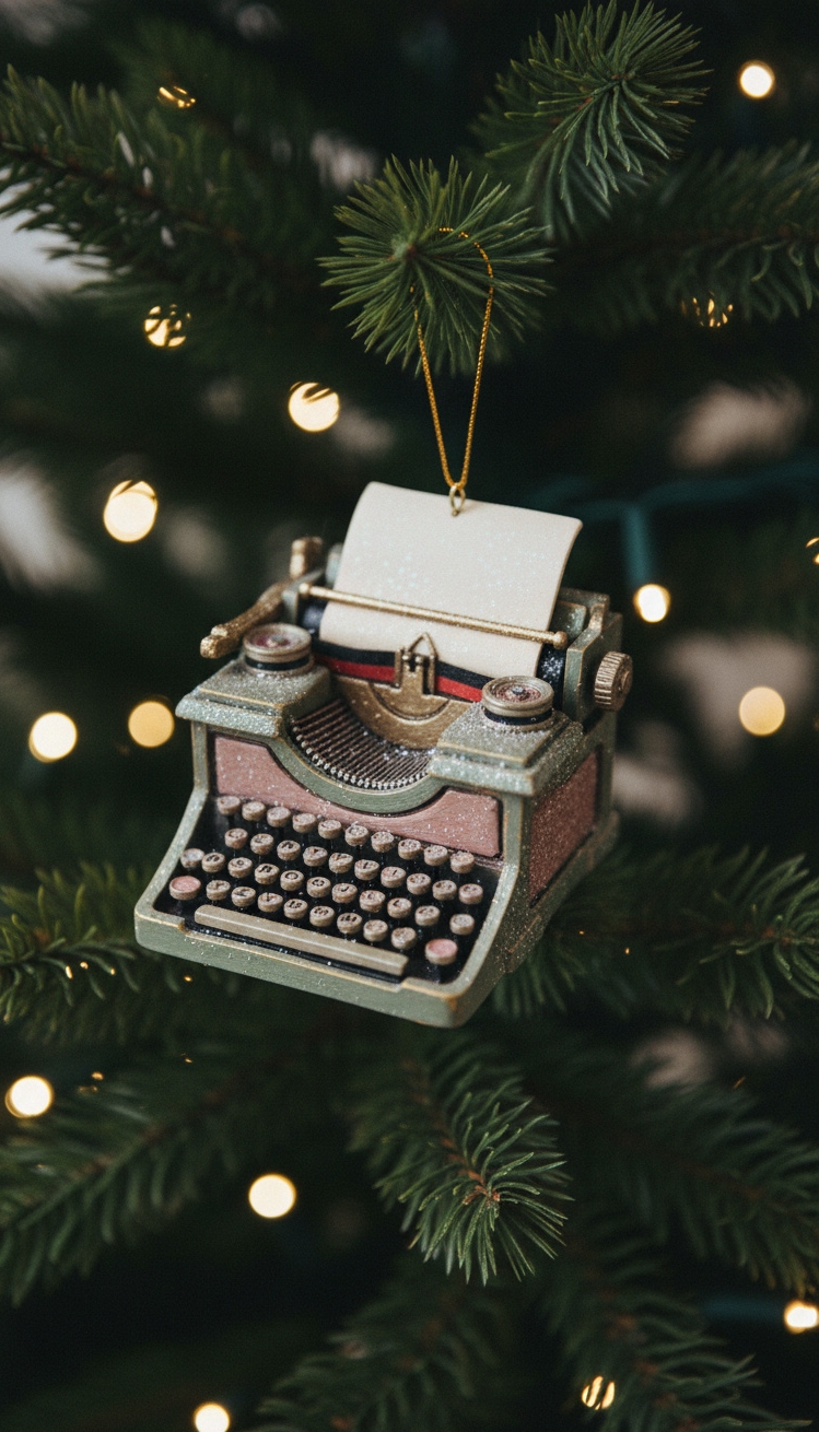 christmas tree decor ideas - Nostalgic Christmas Tree Ornament Design - This vintage typewriter ornament steals the show with...
