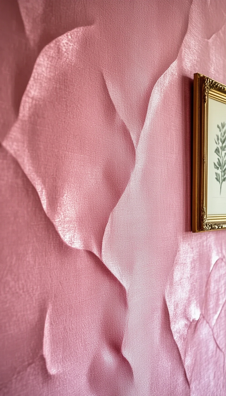 Deep Pink Wallpaper - Deep Pink Wallpaper: Texture & Light - Deep pink textured wallpaper envelops the space, its...