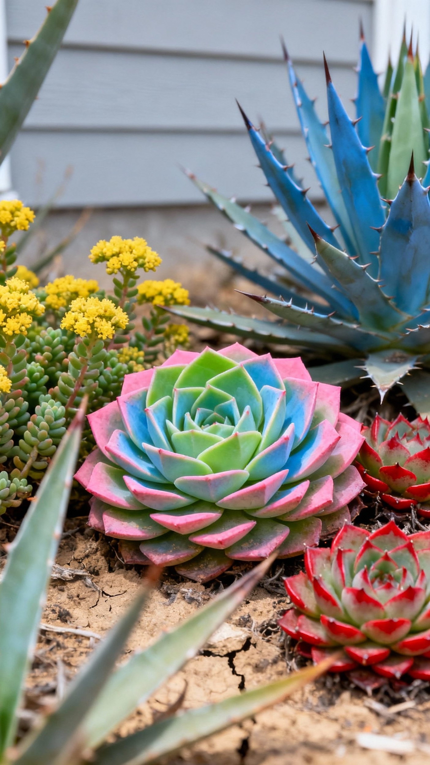 front yard landscape - Geometric Succulents: Front Yard Design - These succulent clusters steal the show with their...
