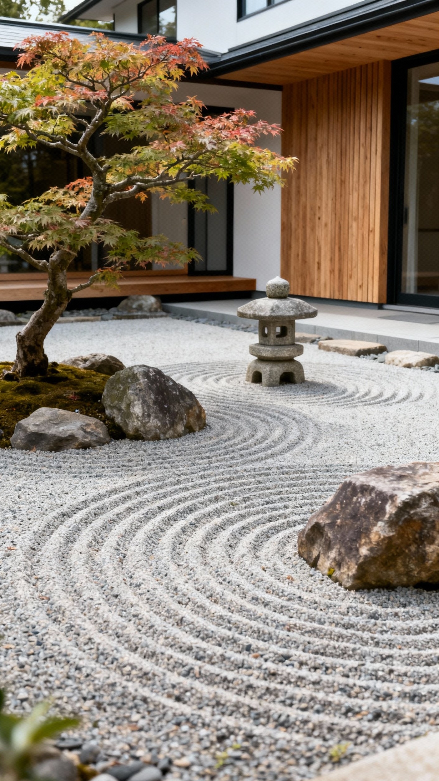 front yard landscape - Front Yard Zen: Serene Landscape Design - The Zen garden immediately draws your eye with...