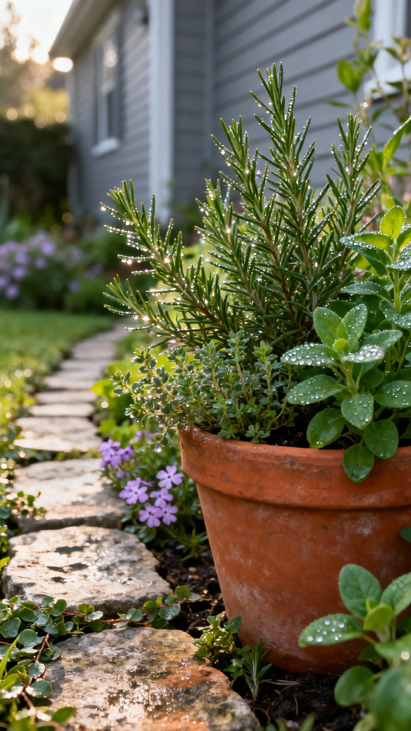 front yard landscape - Front Yard Herb Garden Design Details - This overflowing herb garden instantly transports you to...