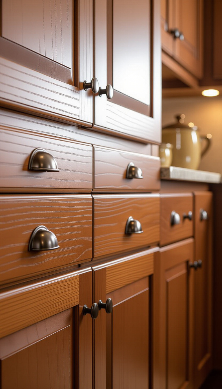 kitchen cabinet colors - Cinnamon Spice Cabinets: A Warm Embrace - These Shaker cabinets glow in a 