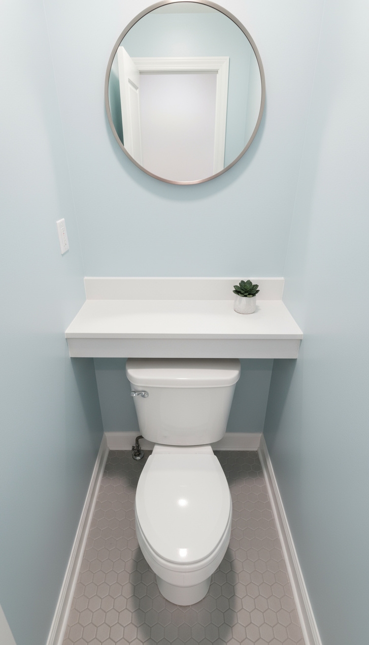 Trending Bathroom Colors - Sky Blue Bathrooms: Minimalist Design Trend - The sky blue walls immediately create a sense...