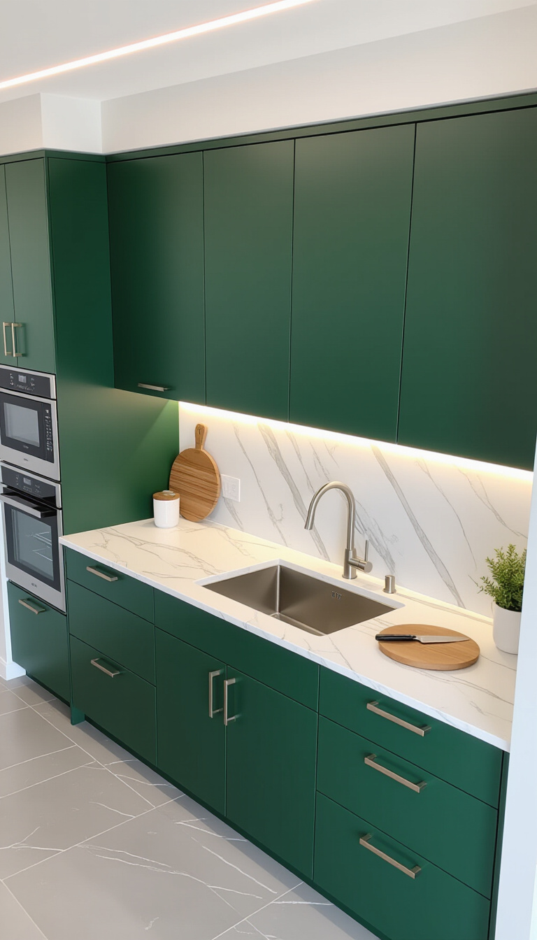 kitchen cabinet colors - Green Cabinets: Modern Kitchen Serenity - Forest canopy green cabinets steal the show in...