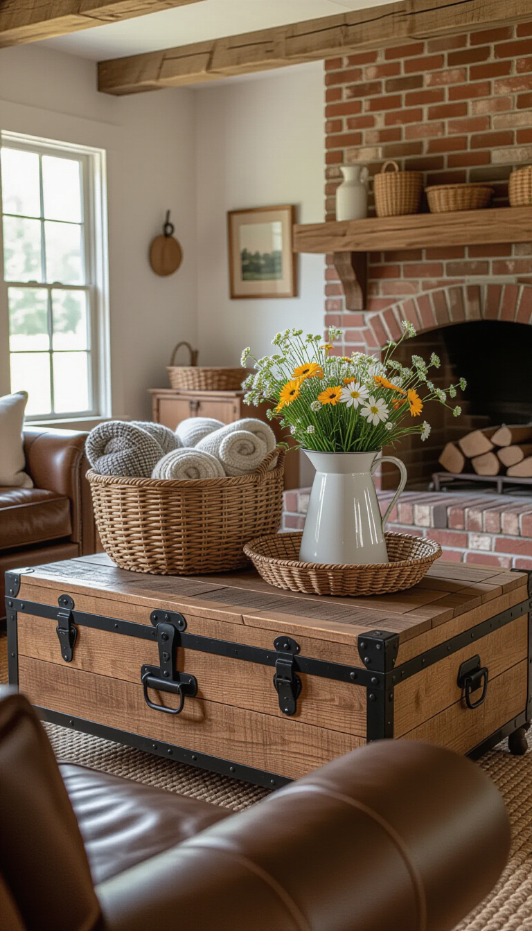 coffee table decor living room - Rustic Coffee Table Decor Ideas - The reclaimed wood trunk commands attention as a...