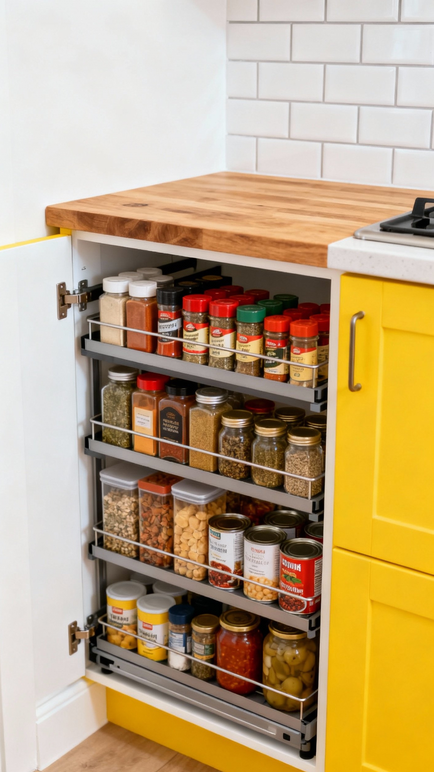 small kitchen ideas - Small Kitchens: Vibrant Storage Solutions - This pull-out pantry is a game-changer for small...