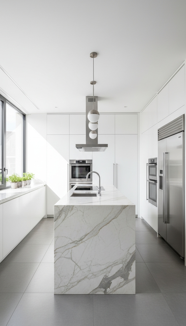 Modern Italian Kitchen Ideas - Modern Italian Kitchens: Sleek Simplicity - The smooth marble countertop anchors this Italian kitchen...